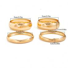 4pcs/Set Gold Thick Bracelet Set, Minimalist Smooth Wide & Thin Stackable Women's Bracelets, Fashionable Eye-Catching Jewelry, Suitable For Party, Vacation And Daily Wear - Gold - View 6