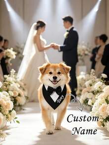 Customized Personalized Pet Bow Tie And Scarf, Customized Dog/Cat Bow Tie, One-Piece Bow Tie Scarf, Soft And Skin-Friendly, No Neck Choking, Outdoor Photo Decoration, Suitable For Small/Medium Cats And Dogs, Adds Holiday And Wedding Ceremony Atmosphere - Multicolor - View 1