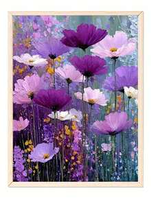 1 Set Oil Painting Digital Oil Painting Kit, Purple Floral Painting Set, DIY Digital Oil Painting Home Wall Decor - A - View 4