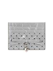 1Pc Polka Dot Print Bow Card Holder Card Slot Wallet Purse,Stylish Short Wallet For Women - Multicolor - View 12