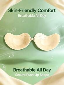 Women's Solid Color Adhesive Lift Bra (Mango Shape/Strapless), Plant-Based Adhesive, Breathable And Gentle, Non-Irritating, Push-Up Invisible Adhesive Bra, Buckle Closure For Unrestricted Wear, Reusable, Suitable For Evening Gowns, Date Wear, Wedding Photography And Bridesmaid Outfits - A - View 2