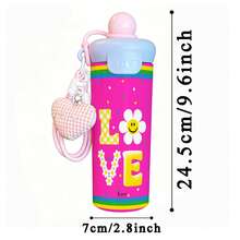 1PC 600ML Heart Tulip, Daisy In English, Minimalist Pattern Stainless Steel Cup, Double Drink Coffee Cup, Portable Straw Cup, Fashionable Lanyard , Suitable For Office, Home, Gift Recommendation, Coffee/Milk/Tea - Multicolor - View 11
