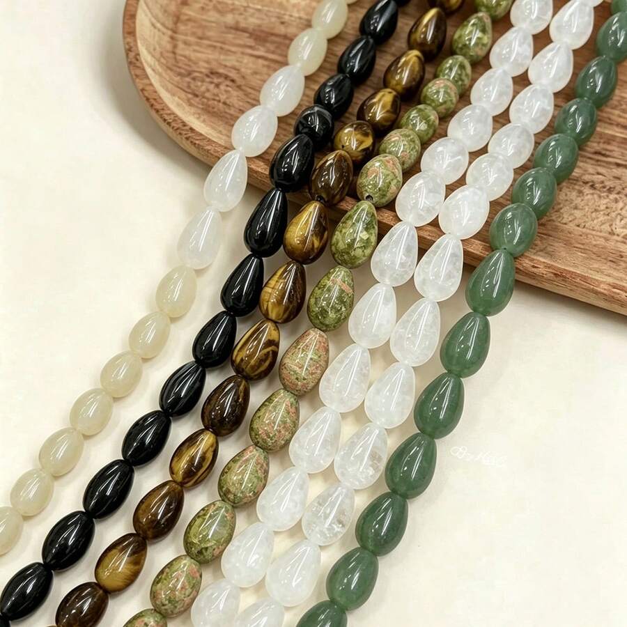 14-16pcs Teardrop Shaped Loose Beads 8x12mm DIY Jewelry Handmade Beading, Suitable For Bracelet, Necklace, Earring Making - 8*12mm Teardrop Beads - View 1