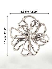 2pcs Artistic Hollow Floral Brooch Set, Asymmetrical Twisted Line 3D Design, Decoration For Coats, Cardigans, Bags, Commute And Party Luxury Atmosphere Accessory Set - A - View 2