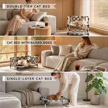 Thickened All-Season Cat Bed, Small Animal Bed, Cat Nest, Pet Cot - Black and White - View 11