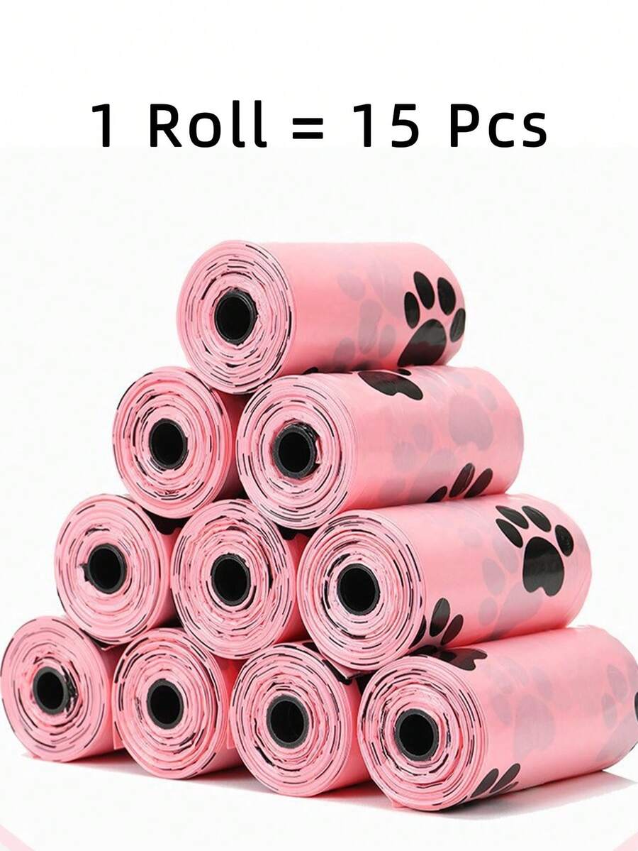 10 Rolls~Pet Waste Bags Set | PE Material Pink Pet Waste Bags Set With Cute Paw Print Pattern, Capsule Portable Dispenser With Waste Bags, Leak-Proof Clean Portable Design For Outdoor Use, Essential Pet Supplies For Cat And Dog Owners To Pick Up Pet Waste