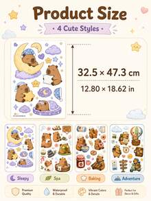 SUPSTICKER 1PC 4 Styles Capybara Wall Stickers, Cute Cartoon Peel & Stick Removable Wall Decals For Bedroom, Living Room, Furniture & Home Decor - 1PC - View 3
