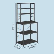 VASAGLE Scaffale da Cucina a 6 Ripiani con Supporto per Microonde e Ganci, per Bar Caffè, Nero - nero - Visualizzare 3