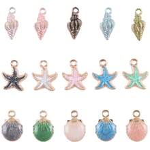 1bag Enamel Alloy Ocean Theme Charms Conch Starfish Shell Pendants For DIY Bracelet Necklace Earring Handmade Ocean‑Style Jewelry Making Supplies - Multicolor - View 9