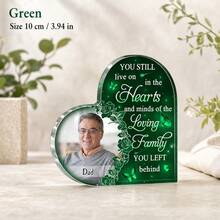 1pc Custom Heart‑Shaped Acrylic Photo Memorial Plaque, Personalized Photo And Text Remembrance Keepsake, Butterfly Floral Bereavement Sympathy Desktop Condolence Gift For Loss Of Loved One - Multicolor - View 10