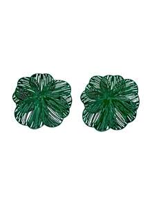 1 Pair High-End Heavy Metal Gold Brushed Flower Pendant Earrings, Suitable For Women's Daily And Party Wear - Green - View 6