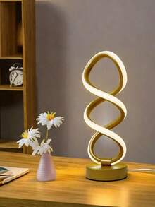 1pc Double Helix 3-Color Dimmable Creative Decorative Table Lamp, USB Powered Warm Romantic LED Atmosphere Light, Bedroom Bedside Premium Night Light - Multicolor - View 7