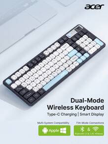 Acer OKR232 Dual-Mode Keyboard And Mouse Set, Fully Compatible With PC And Tablet, Rechargeable With Display, Bluetooth 5.0 + 2.4G Wireless, 100-Key Compact Layout, One-Key Switch For Mac/Win/Android - View 5
