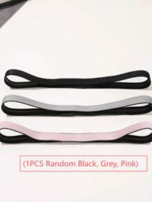 1pc Sports Yoga Headband Set, Sweat-Absorbent Elastic Thin Silicone Fashion Headband, Non-Slip Design (Random Black, Grey, Pink) - Multicolor - View 6