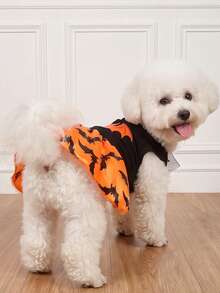 LUCKIE PAW 1pc Halloween Orange Bat Pattern Pet Dress, Physical Flea Prevention, Reduces Shedding, Insulated And Breathable, Suitable For Small And Large Dogs And Cats, Indoor And Outdoor Use - Multicolor - View 7
