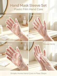 200pcs Hand & Foot Care Mask Set, Includes Adhesive Stickers, Thickened Transparent Plastic Gloves & Foot Covers, Waterproof Skincare Lining, Suitable For Home SPA, Dry & Cracked Hand & Foot Care, Universal Fit, Home SPA Overnight Care Cover [100pcs] - Multiple Styles - View 9