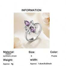 1pc Fashion Creative Horse Eye Shaped Synthetic Zirconia Women's Ring, Halloween Party Gift, Suitable For Daily Wear - Purple - View 4