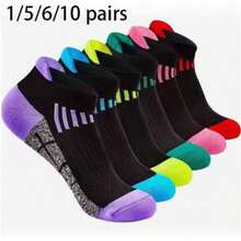1/5/6/10 Pairs Women's Spring/Summer Compression Sports Socks - Low-Cut, Shock-Absorbing, Breathable, Moisture-Wicking, Arch Support, Suitable For Running, Cycling, Hiking And Outdoor Activities, Random Color - Multicolor - View 1