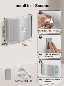 YITUMU Smart Motion Sensor LED Wall Light USB Rechargeable Wireless Night Light 1200mAh Battery 3 Modes Magnetic Wall Light Suitable For Bedroom Cabinet Under Wardrobe Hallway Stairs Bathroom And Baby Room - Square Style - View 6