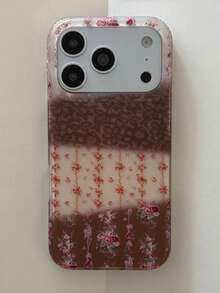 Maillard Patchwork Floral Phone Case Compatible With Iphone 17 Pro Max, 16 Pro, 15, 14, 13, Women's Full Coverage Anti-Drop Protective Cover With Lanyard - Brown - View 9