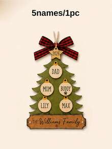 Custom Family Tree Christmas Ornament, Personalized 2-5 Names Holiday Tree Hanging Decor, Customized Festive Party Decoration, Customizable Xmas Keepsake Gift For Family, Christmas Decorations, Christmas Gift, Christmas Tree Decor, Family Christmas - Style C - View 15