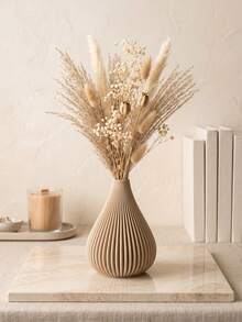 1pc Modern Minimalist Aesthetic Matte Flower Vase, Nordic Boho Vertical Ribbed Teardrop Shape Decorative Vase For Pampas Grass Dried Artificial Flowers, Home Decor Living Room Bedroom Kitchen Bathroom Office Wedding Easter Spring Table Centerpieces - A - View 5
