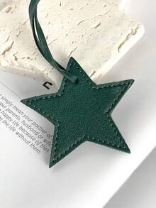 1pc Christmas Pentagram Pendant, PU Unisex Star Bag Charm, Star Hanging Decoration, Gift Keychain, Leather Strap - Multicolor - View 13