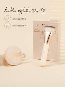DUcare Ultimate Synthetic Flat-Top Foundation Brush, Paired With A Soft Makeup Sponge, For Effortless, Streak-Free Foundation Application, Flawless, Seamless Finish - Easy Blending Even For Beginners, With Even Coverage For Liquid And Cream Foundations - Champagne - View 4