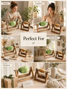 1 buah Tempat Benang Kayu, Rak Penyimpanan Benang Kayu Alami, Desain Pengeluaran Halus, Alat Merajut dan Merenda Buatan Tangan, Mencegah Benang Menggulung, Cocok untuk Ruang Kerajinan, DIY Rumah dan Penggunaan sebagai Hadiah - A - View 6