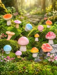 10/20pcs Random Color Multi-Color Mushroom Miniatures, Mushroom Decorative Ornaments, Garden Micro Landscape Gardening Decor, Potted Plant DIY Landscaping Accessories, Moss Tree Root Forest Landscape Decoration - Multicolor - View 6