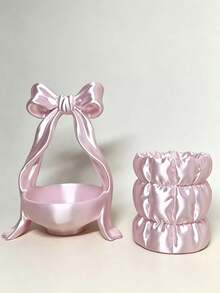 1pc Bowknot Decor Jewelry Tray, Girly Style Storage Box, Ring Holder/Jewelry Tray, Can Store Rings, Keys And Small Accessories, Earrings, Rings, Keys And Small Accessories Organizer Tray, Cute Decorative Storage Dish, Vanity Decor Accessory, Home Decor Bathroom Supplies - Multicolor - View 10