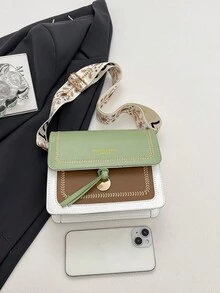 極簡時尚翻蓋迷你方包 - 綠色 - 查看 4