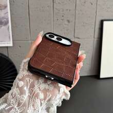 Elegant Business‑Style Crocodile Texture PU Leather Phone Case Compatible With IPhone Duo Ultra Fold, Full‑Edge Shockproof Protective Cover, Raised Camera Lip Protection, Comfortable Non‑Slip Grip Anti‑Scratch Foldable Phone Shel - Grey - View 4