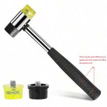 KLONKEE Double-Sided Soft Hammer With 2 Replacement Heads, Black Plastic Rubber-Coated Non-Slip Handle, Dual Interchangeable Rubber Hammer Heads, Suitable For Repair, Jewelry Processing, Woodworking Carving, Handmade DIY, Home Decor And More Portable Hand Tool - Double-sided Tape Hammer - View 9