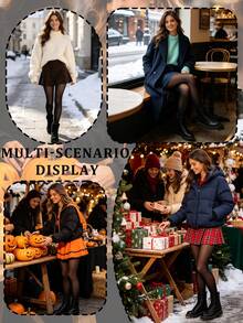 Women's Pantyhose 80D Soft Solid Color Tights Semi-Opaque High-Rise Leggings Black Minimalist Solid Color Tights Suitable For Daily Wear - Black - View 9