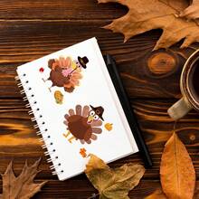 6pcs Thanksgiving Stickers Turkey Pumpkin Corn Maple Leaf Decals DIY Decoration Stickers Holiday Party Gift Bag Filler Toy Stickers Handmade Stickers - Multicolor - View 6