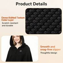 Hailicare Graphene Hooded Heating Shawl 3-Level Temp USB Powered Wearable Wrap Winter Warm For Home Office Dorm Christmas Gift (USB Plug-In, No Built-In Battery) - View 10