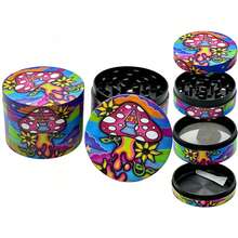 Premium Zinc Alloy Grinder - 50mm UV Printed Colorful Magic Rocket Mushroom Pattern, High-Efficiency Herb Grinder, Vanilla Crusher, Suitable For Daily Use, Exquisite Gift For Men And Women, Christmas Gift Choice, Best Gift Option - View 4