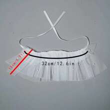 Detachable Pearl Mesh Layered Ruffle Fake Collar, Court Style Sweet Decor Accessory For Dress And Photo Shoot - White - View 3