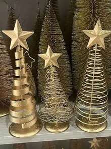 Artistic Christmas Tree Decoration, Gold Christmas Tree Tabletop Decor, Star Tree Topper, Iron Five-Pointed Star Decoration, Shiny Holiday Decor, Nordic Creative Mini Christmas Decoration, Suitable For Christmas Home Decor, Christmas Party Decoration - one-size - View 6