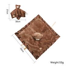 1PC Plush Bunny & Bear Security Blanket With Pink Silicone Teether & Pacifier Loop, Soft Satin Trim Sensory Tag Blanket For Newborn Infants - Camel - View 3
