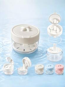 3-In-1 Denture & Retainer Storage Case With Mirror And Cleaning Brush, Soaking Box With Basket Filter, Essential For Braces, Portable Travel Accessory - Multicolor - View 9