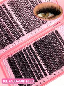 Multi-Box Pack 1/2 Boxes 640pcs Eyelash Book Kit D Curl Large Capacity Best Quality Lowest Price New DIY Eyelashes Fluffy Soft 3D Faux Mink False Eyelashes Makeup Eyelash Extensions DIY Lightweight Eyelashes - D - View 4