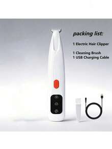 Electric Pet Clippers With LED Lighting (Suitable For Cats & Dogs) - Equipped With A Wide Blade Head For Gentle And Comfortable Trimming. Includes Charging Cable And Cleaning Brush. Battery Capacity: 500mAh. - View 9