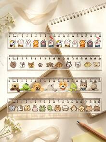 Kawaii Cartoon Pet Animal Print 20CM Acrylic Straight Ruler, Clear Transparent Measuring Ruler For Kids Teens, Lovely Animal Cat Dog Paw Design Ruler, Portable School Drawing Measuring Stationery Gift For Students - Single Piece - View 3