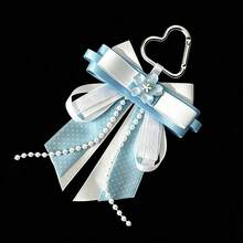 1pc Polka Dot Ribbon Multi-Layer Bow Bag Charm, Anime Cosplay Concert Fan Support Ita Bag Accessory, Lace Trim Beaded Chain Lanyard Heart Buckle Flower Decor Handmade Jirai Kei Girl Idol Support Decoration Pendant - A - View 7