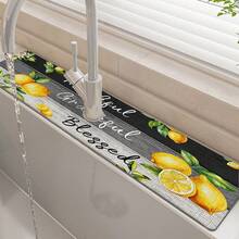 1pc Lemon Pattern, Sink Faucet Absorbent Mat, Drainage Mat, Suitable For Kitchen, Bathroom Sink, Countertop, Drainage Mat, Diatomaceous Earth Material, Trimmable, Quick-Dry Mat - Multicolor - View 5
