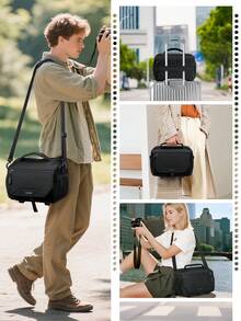 NEWHEY Camera Bag, Suitable For DSLR / Mirrorless / Compact Cameras, Small Crossbody Camera Bag, Waterproof Camera Storage Bag, With Tripod Strap & Rain Cover, Compact One Shoulder Photography Bag, Suitable For Photographer Daily Commute Shoulder Bag - Black - View 8