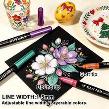 Professional Art Use, Back To School 384 Colors Hand-Drawn Pen Set, Equipped With Replaceable Pen Tips, Round Head And Soft Head Switchable, Vibrant And Rich Color Expression, Black Large Capacity Storage Bag With Compartments, Easy To Carry And Organize, Suitable For Paper, Canvas, Ceramic And Various Other DIY Drawing Needs. - Sets - View 5