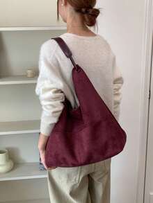 Fashionable Burgundy Mother-Daughter Bag, Suede Versatile Large Capacity Shoulder Bag, Multi-Pocket Bag, Suitable For College, Commuting, Shopping, Street Shopping, Daily Use. - Burgundy - View 2